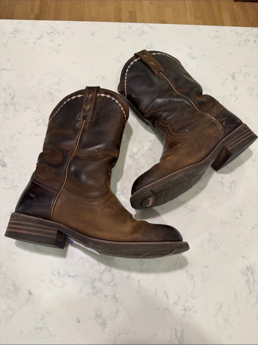 ARIAT Women’s Unbridled Roper Boots Dark Brown Leather Cowgirl Size 7.5 - Picture 12 of 15